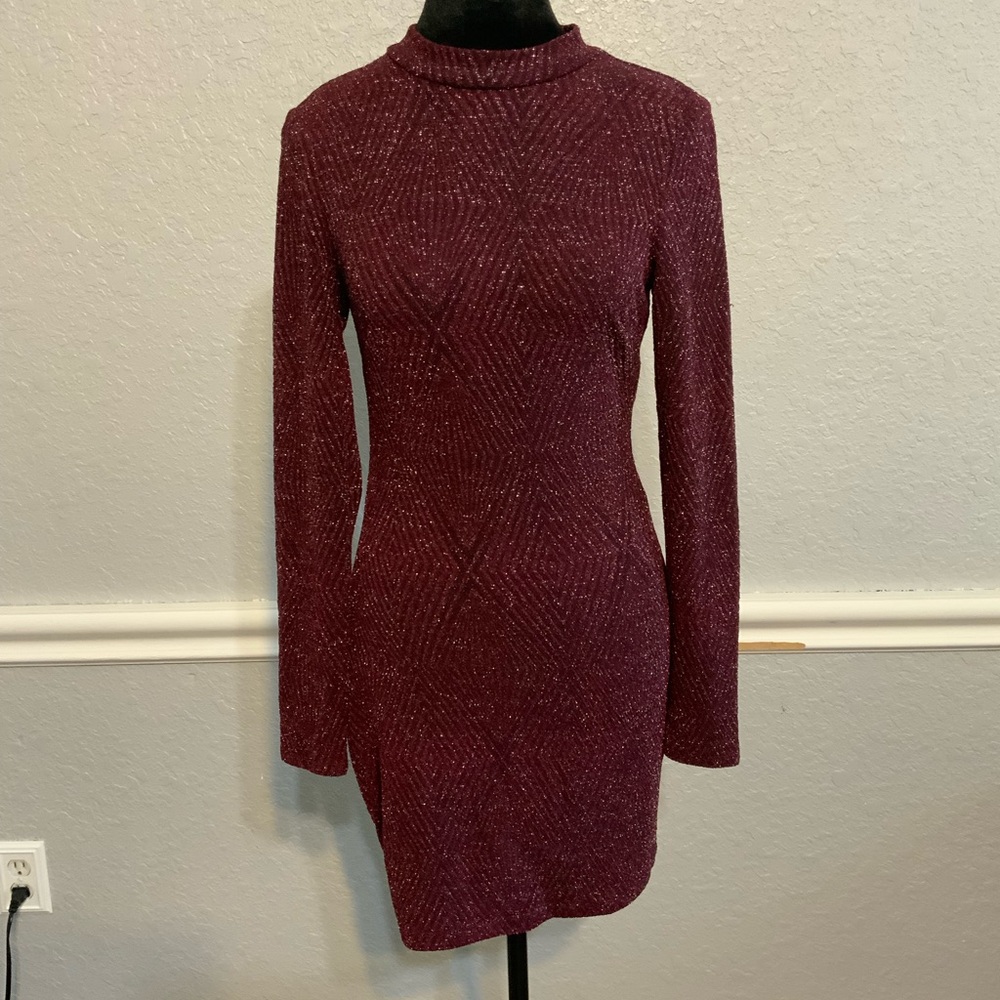 Speechless Maroon Long Sleeve Dress